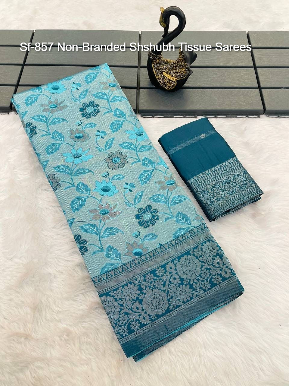 Sf-857 Non-Branded Shshubh Tissue Sarees
