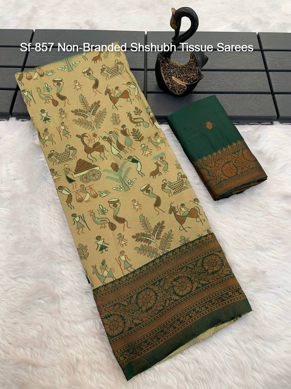 Sf-857 Non-Branded Shshubh Tissue Sarees