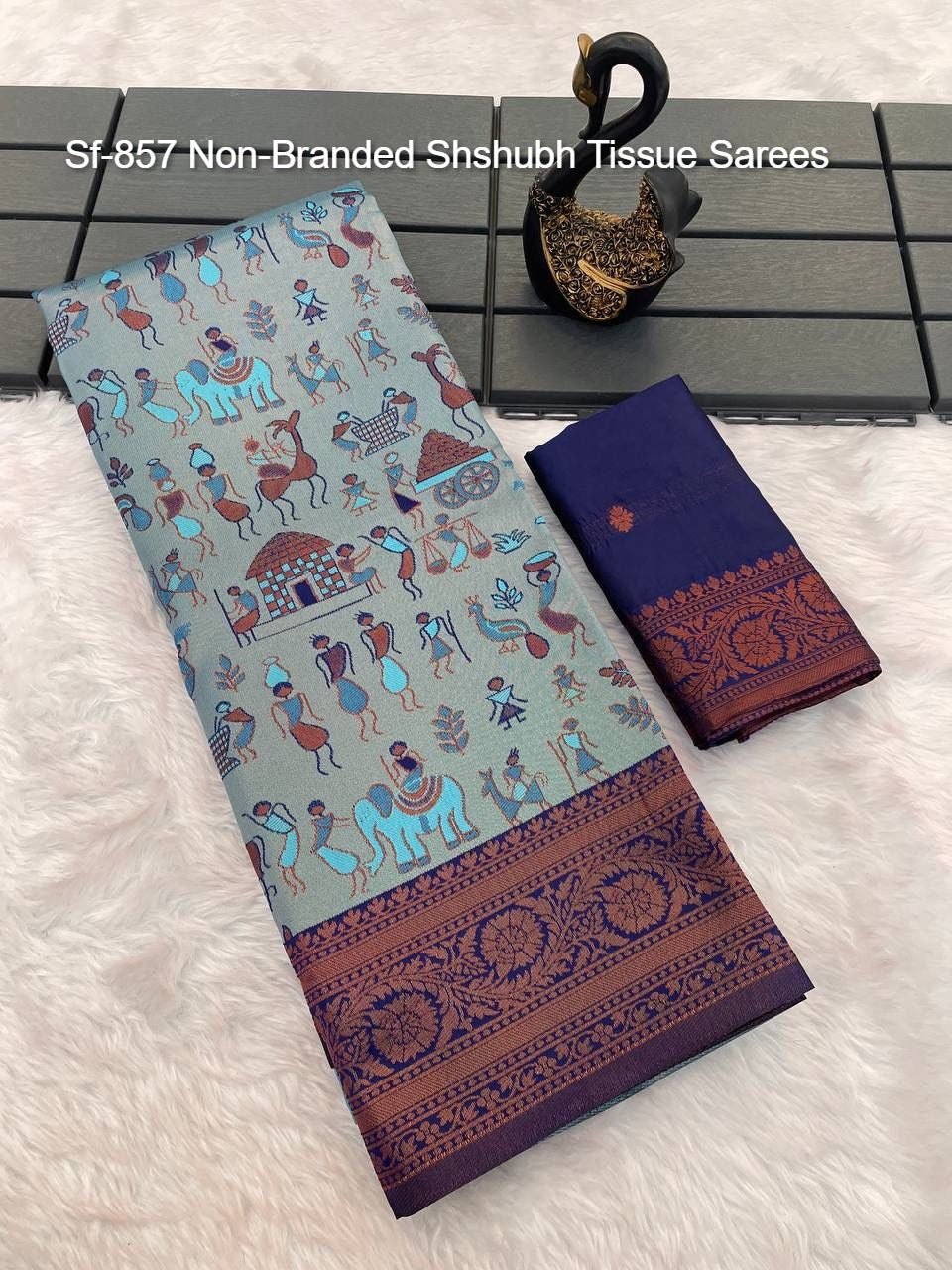 Sf-857 Non-Branded Shshubh Tissue Sarees