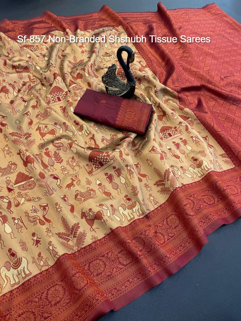 Sf-857 Non-Branded Shshubh Tissue Sarees
