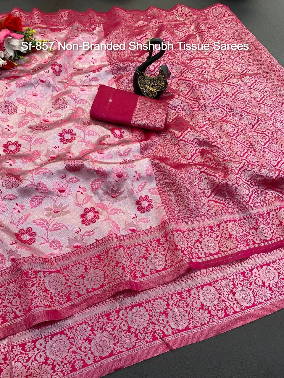 Sf-857 Non-Branded Shshubh Tissue Sarees