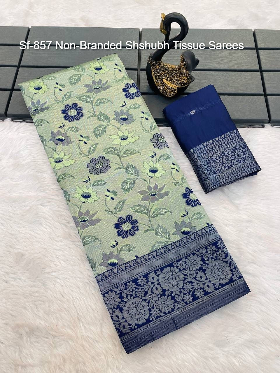 Sf-857 Non-Branded Shshubh Tissue Sarees