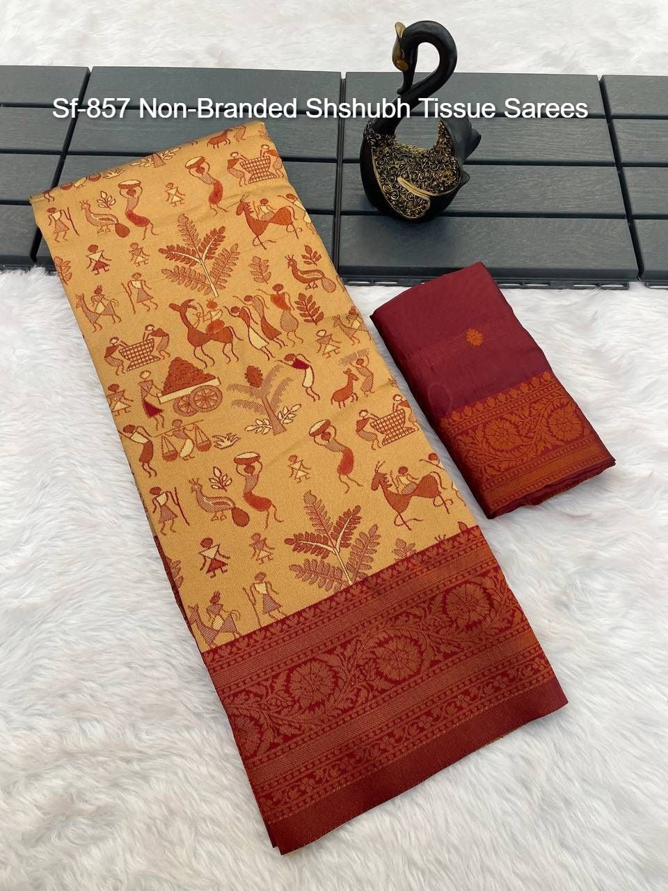 Sf-857 Non-Branded Shshubh Tissue Sarees