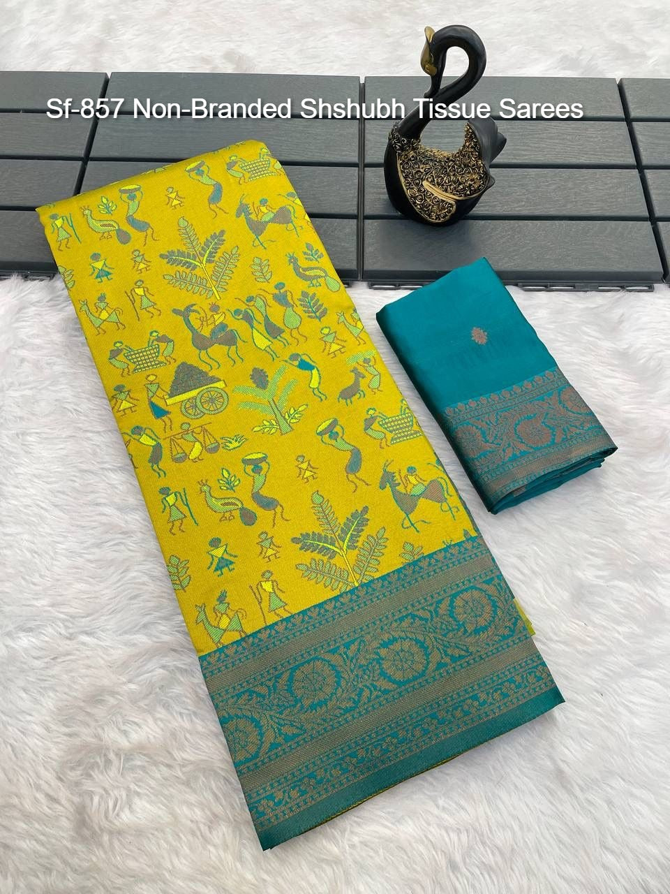 Sf-857 Non-Branded Shshubh Tissue Sarees