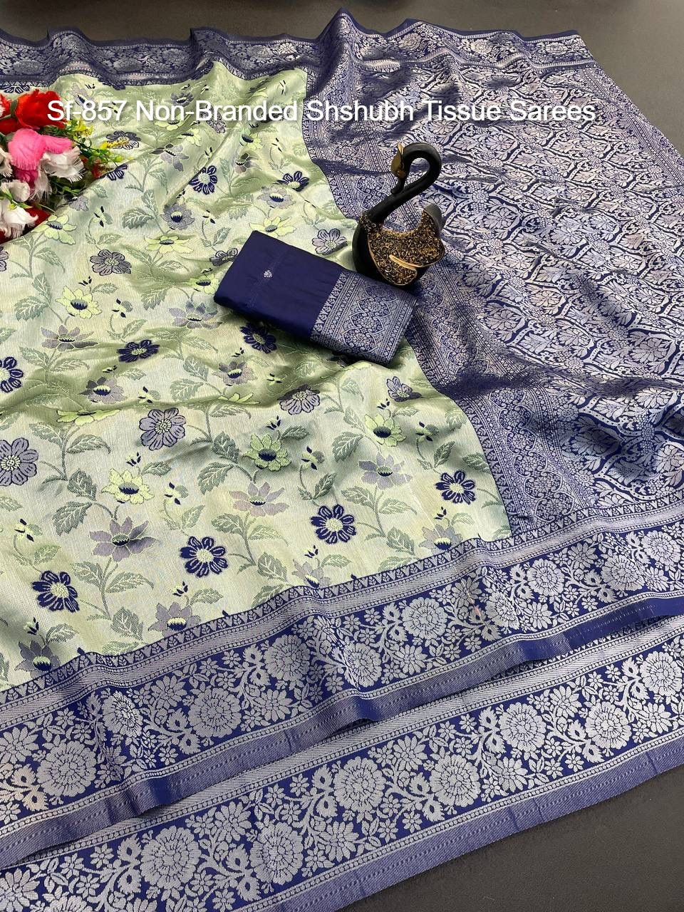 Sf-857 Non-Branded Shshubh Tissue Sarees