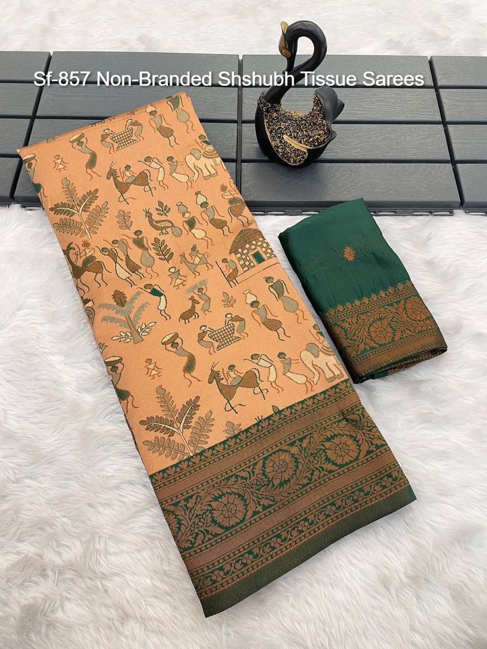 Sf-857 Non-Branded Shshubh Tissue Sarees