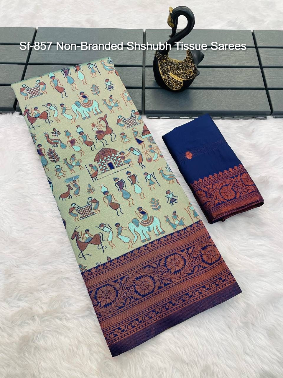 Sf-857 Non-Branded Shshubh Tissue Sarees