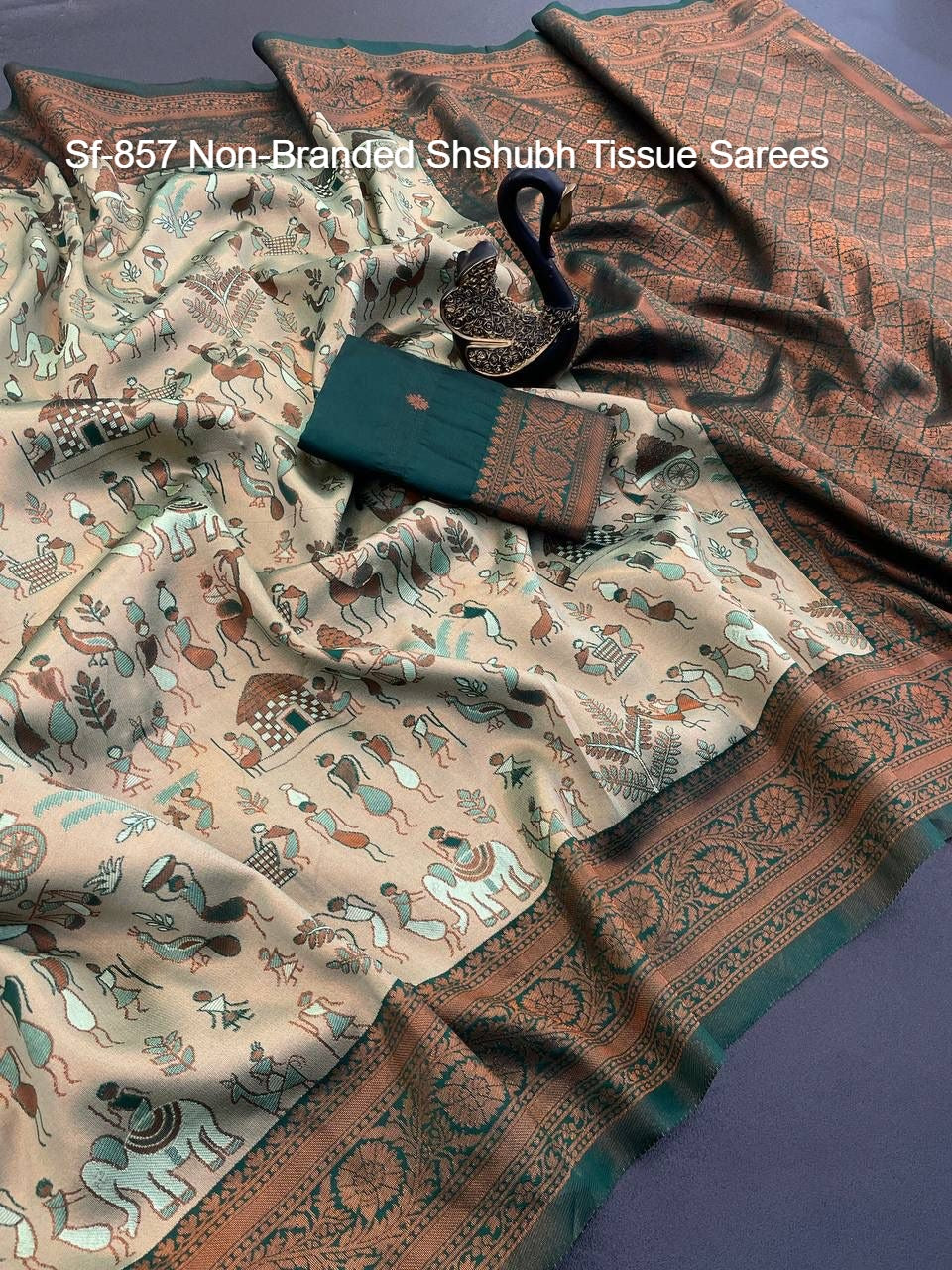 Sf-857 Non-Branded Shshubh Tissue Sarees