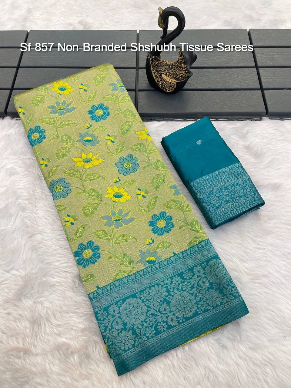 Sf-857 Non-Branded Shshubh Tissue Sarees