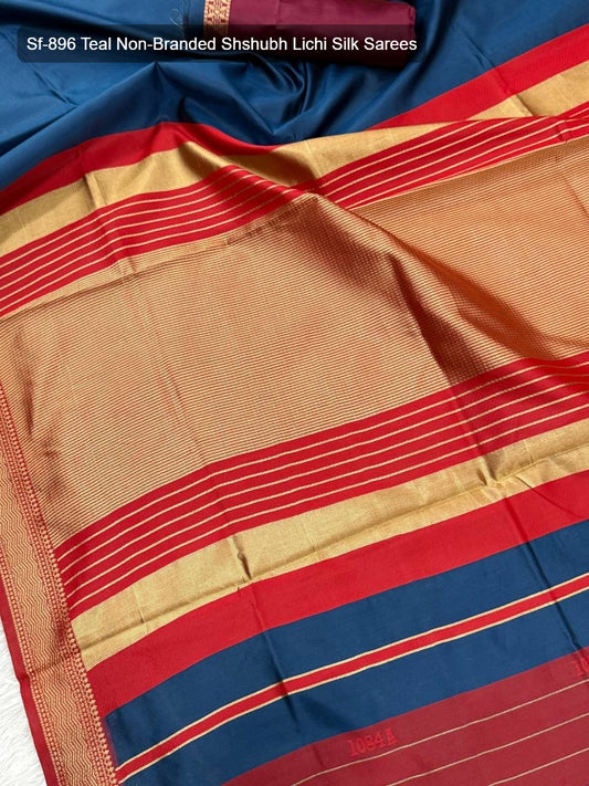 Sf-896 Teal Non-Branded Shshubh Lichi Silk Sarees
