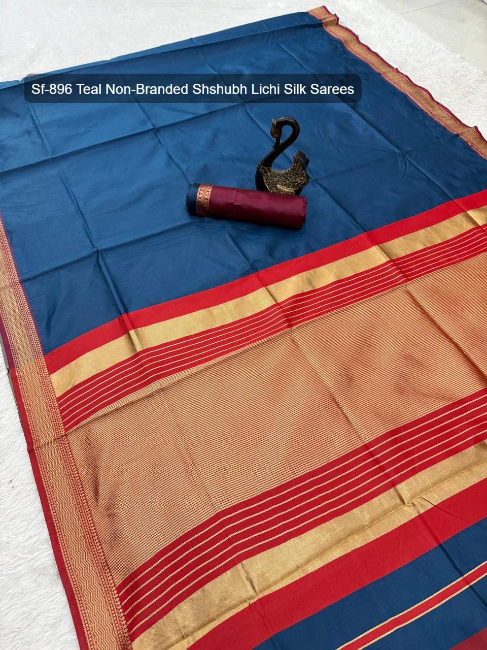 Sf-896 Teal Non-Branded Shshubh Lichi Silk Sarees
