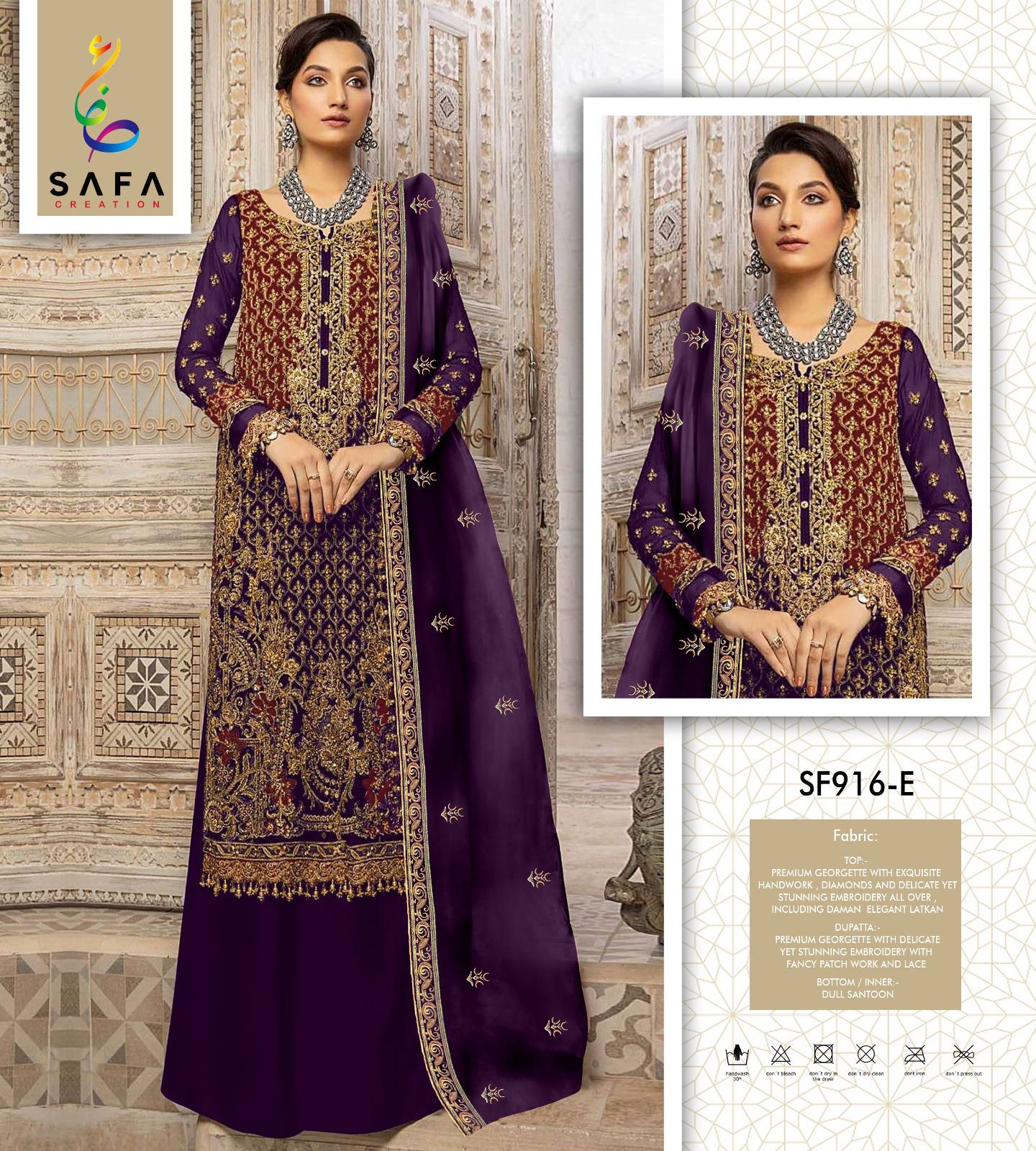 Sf-916E Safa Creation Premium Georgette Pakistani Salwar Suits