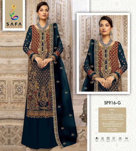 Sf-916G Safa Creation Premium Georgette Pakistani Salwar Suits