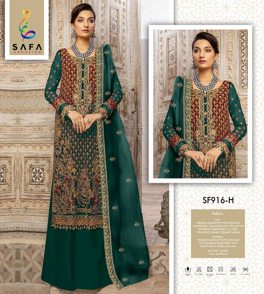 Sf-916H Safa Creation Premium Georgette Pakistani Salwar Suits