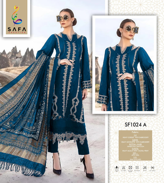 Sf 1024A Safa Creation Embroidery Pakistani Salwar Suits