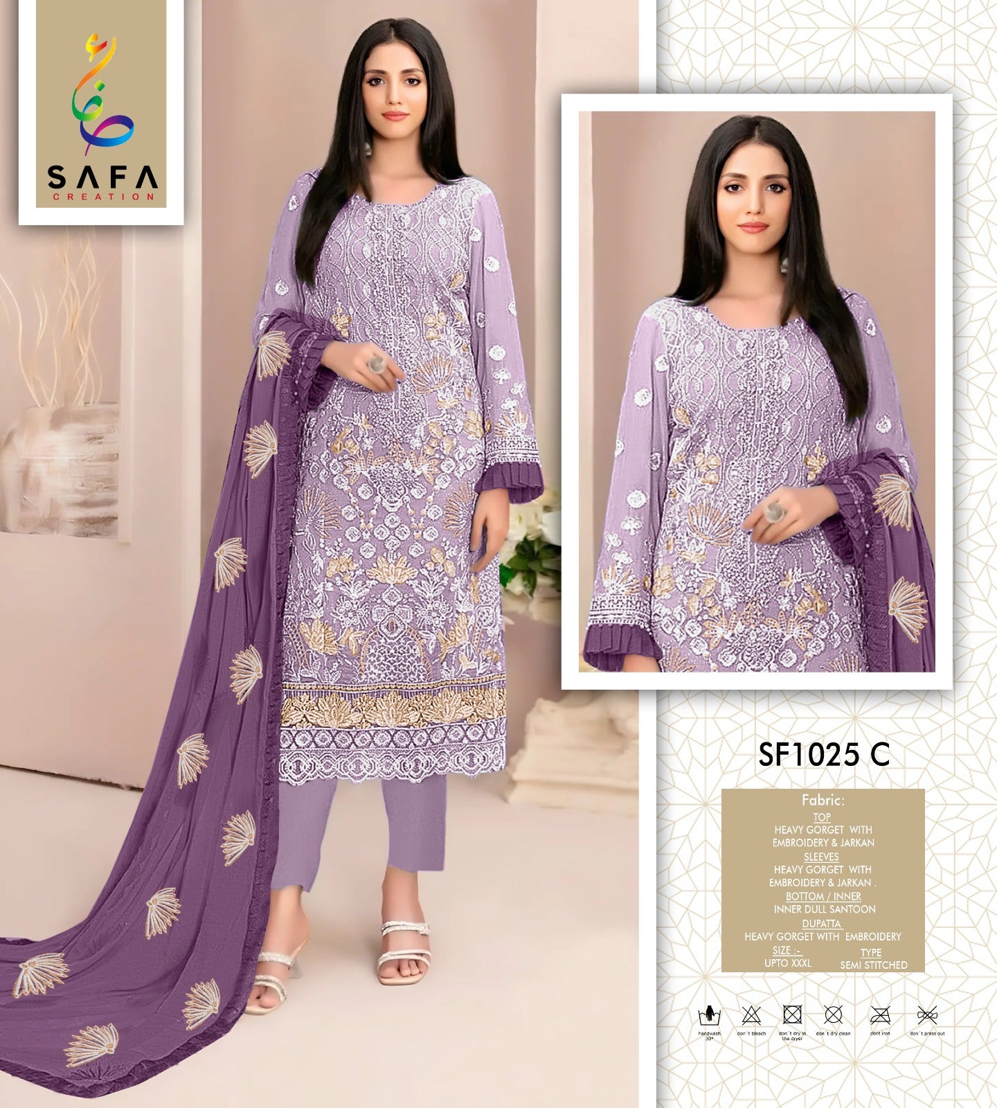 Sf1025C Safa Creation Emroidery Pakistani Readymade Suits