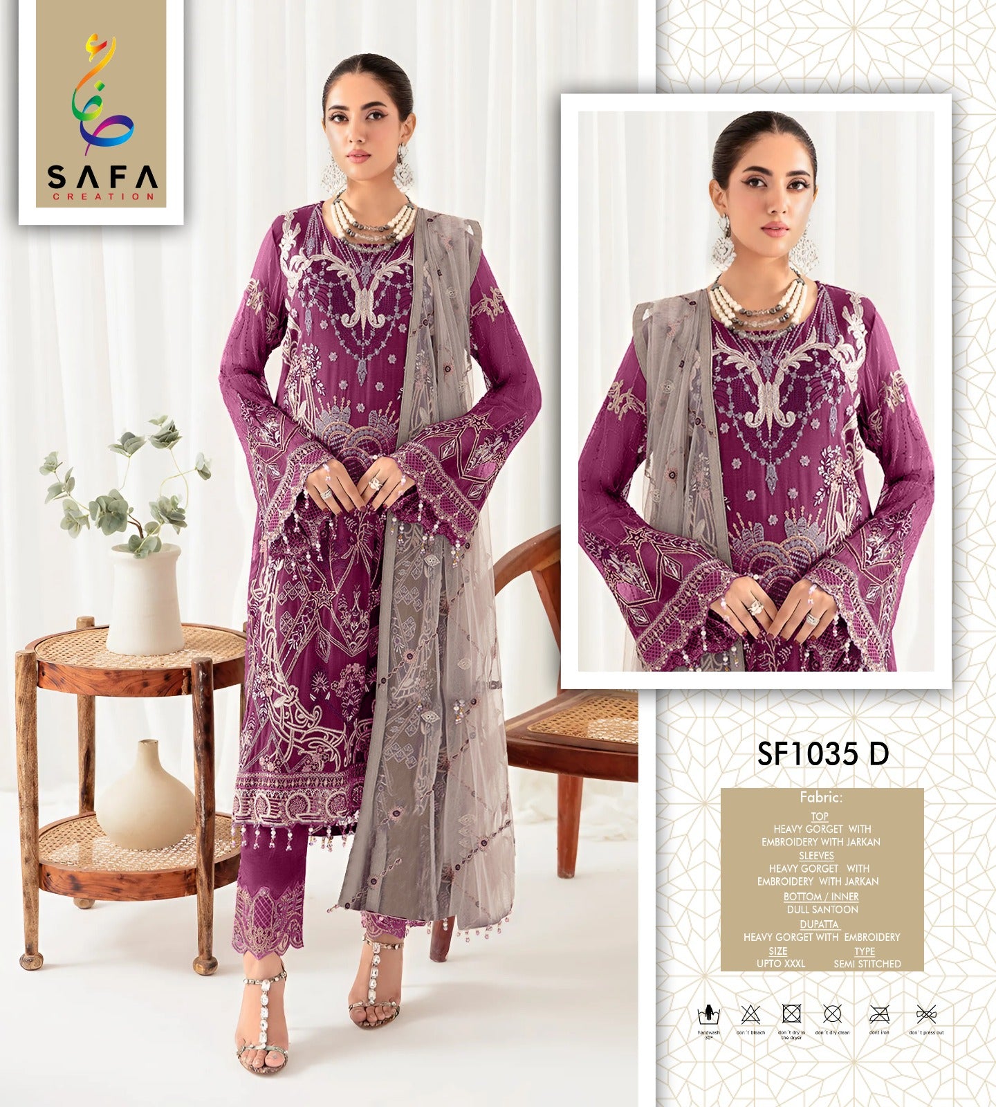 Sf1035-D Safa Creation Georgette Pakistani Salwar Suits