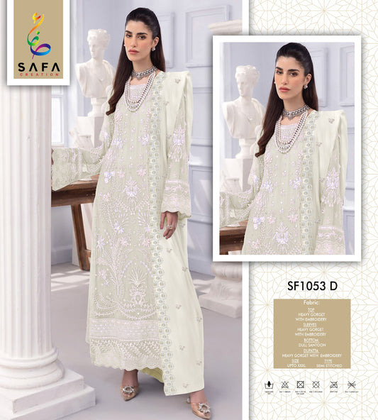 Sf 1053D Safa Creation Embroidery Gown Dupatta Set