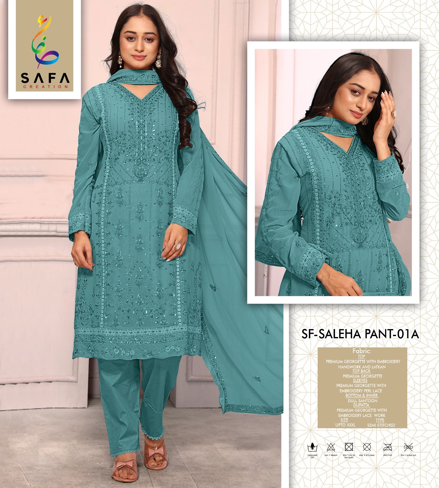 Sf Saleha 01A Safa Creation Georgette Pakistani Salwar Suits