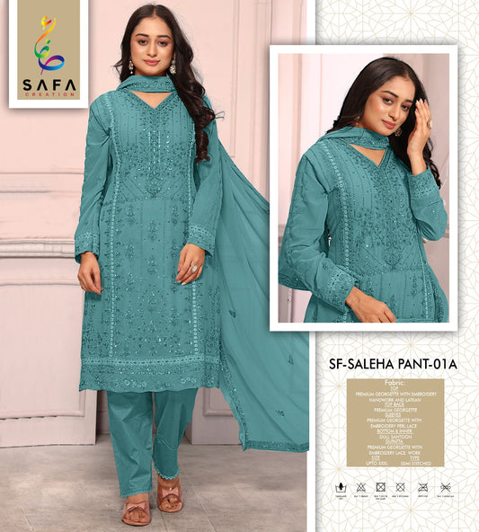 Sf Saleha 01A Safa Creation Georgette Pakistani Salwar Suits