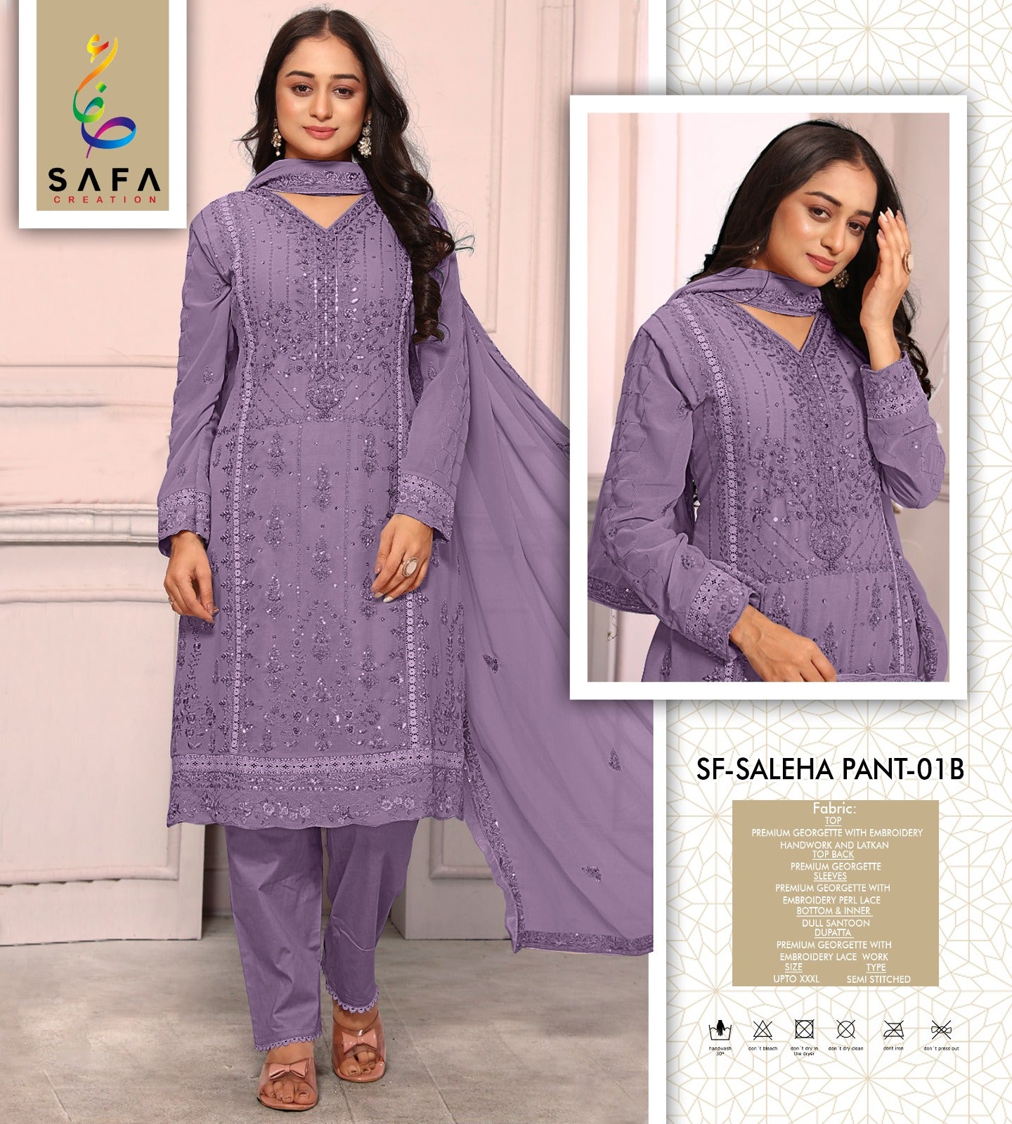 Sf Saleha 01B Safa Creation Georgette Pakistani Salwar Suits