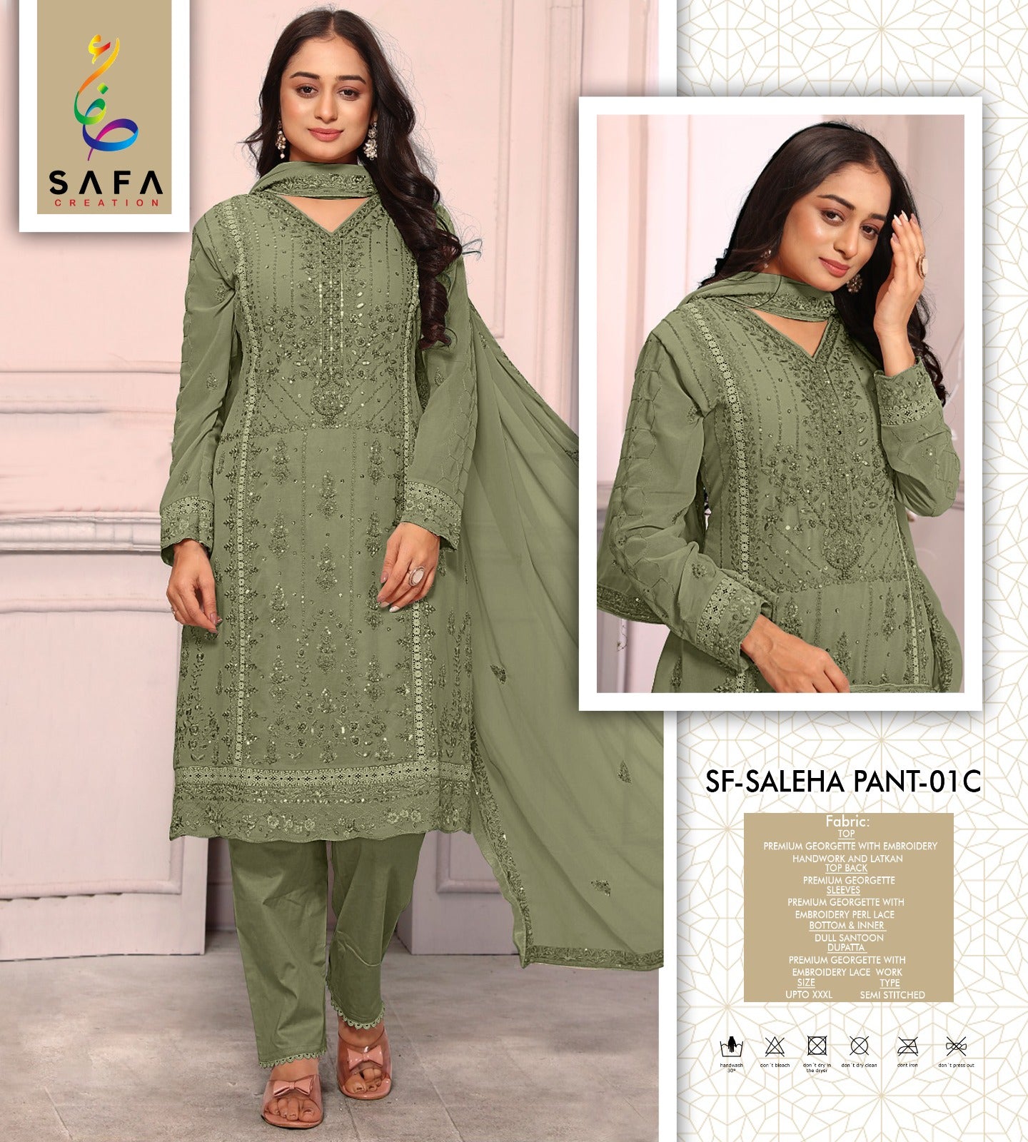 Sf Saleha 01C Safa Creation Georgette Pakistani Salwar Suits
