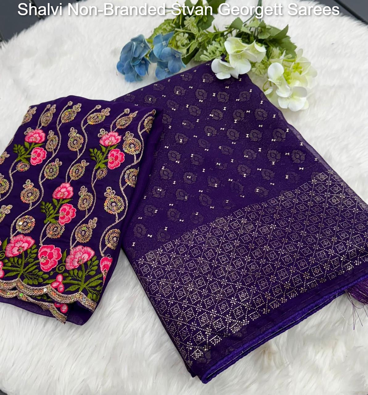 Shalvi Non-Branded Stvan Georgett Sarees