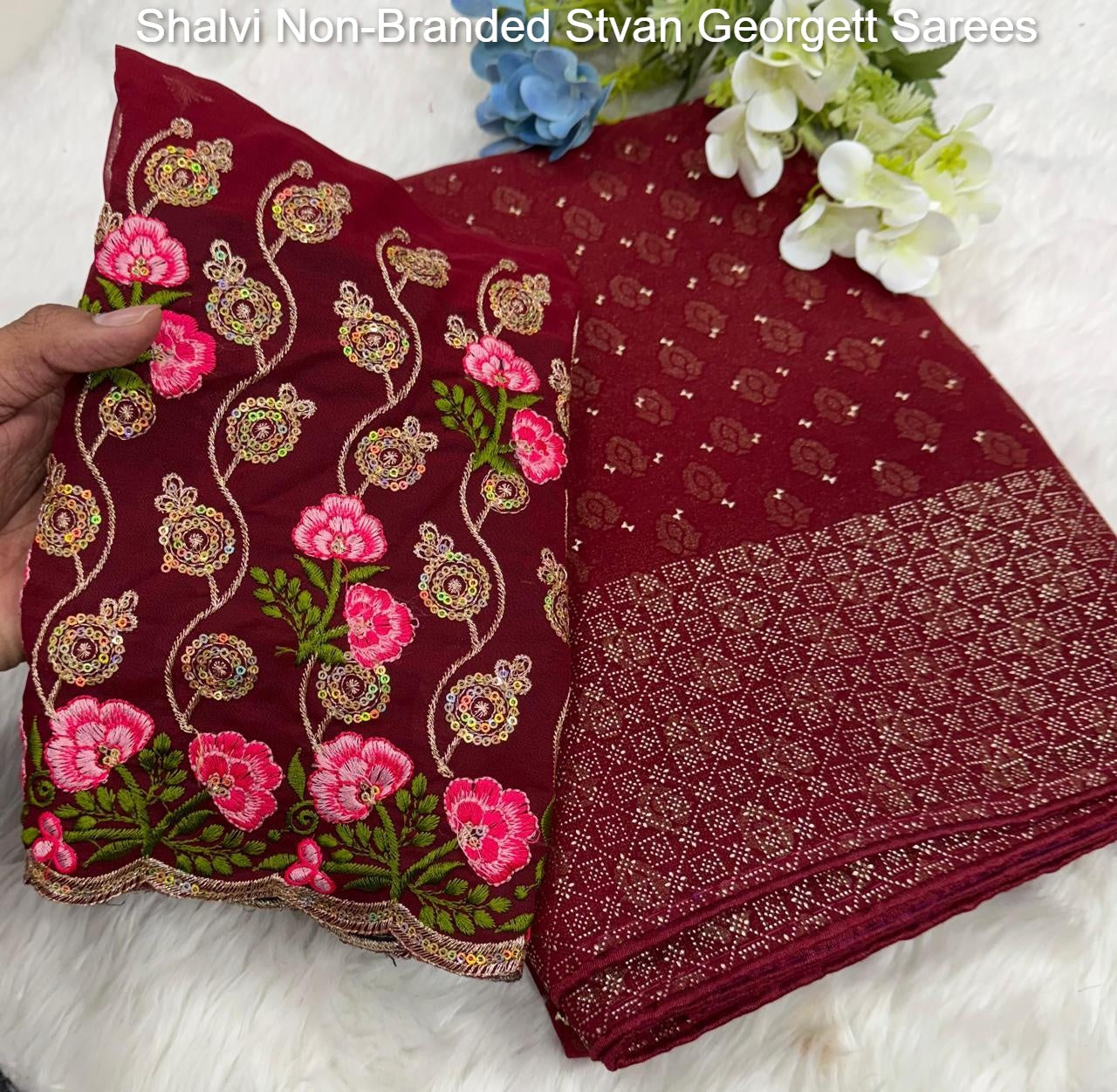 Shalvi Non-Branded Stvan Georgett Sarees
