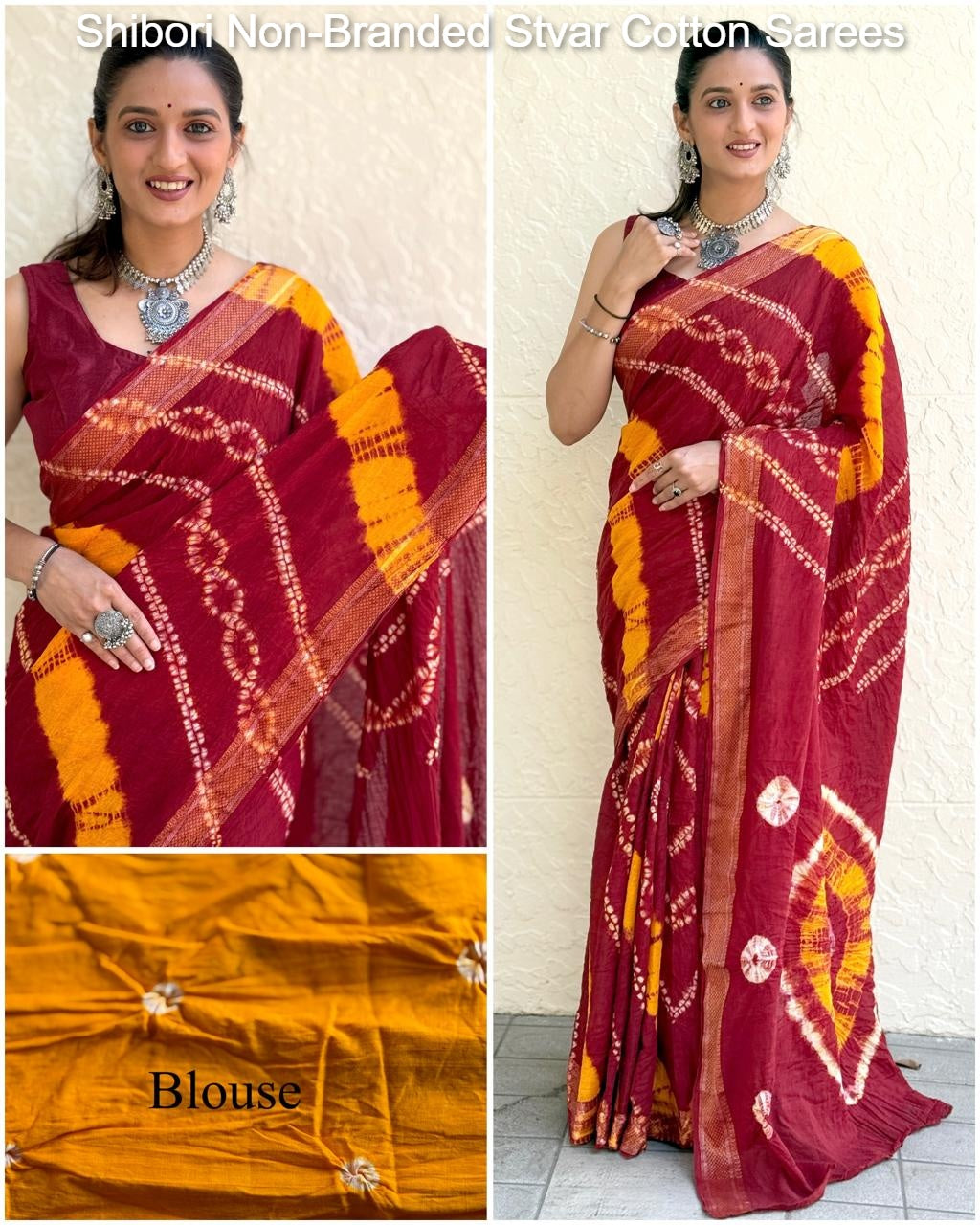 Shibori Non-Branded Stvar Cotton Sarees