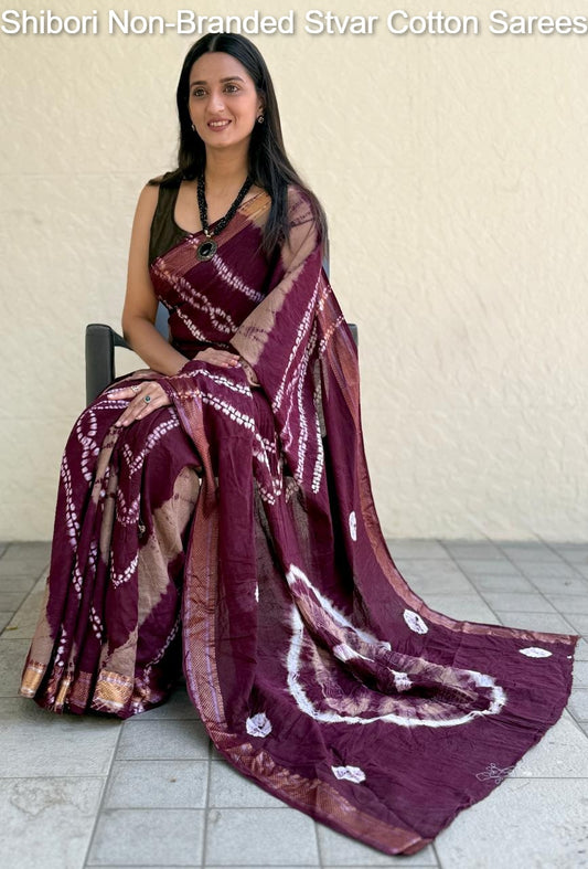 Shibori Non-Branded Stvar Cotton Sarees