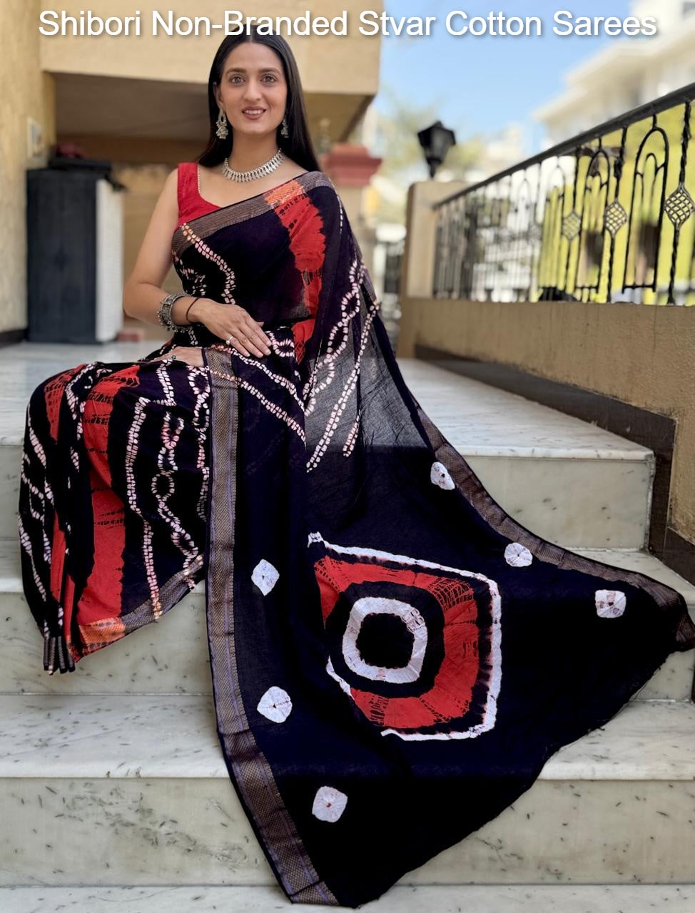 Shibori Non-Branded Stvar Cotton Sarees