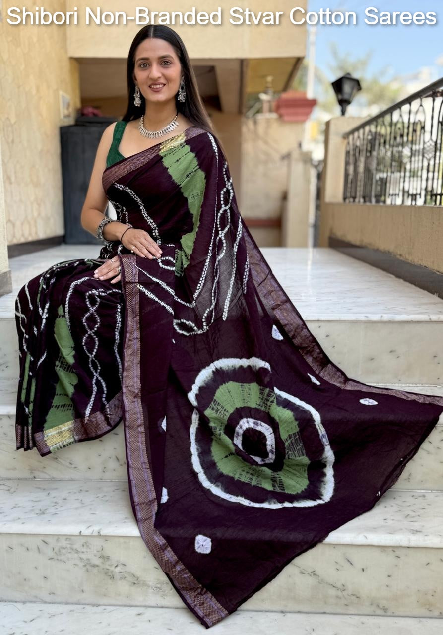 Shibori Non-Branded Stvar Cotton Sarees