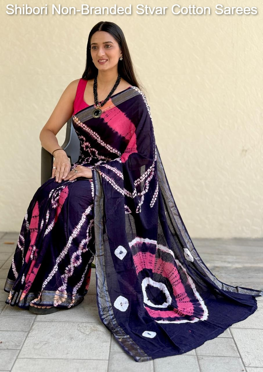 Shibori Non-Branded Stvar Cotton Sarees
