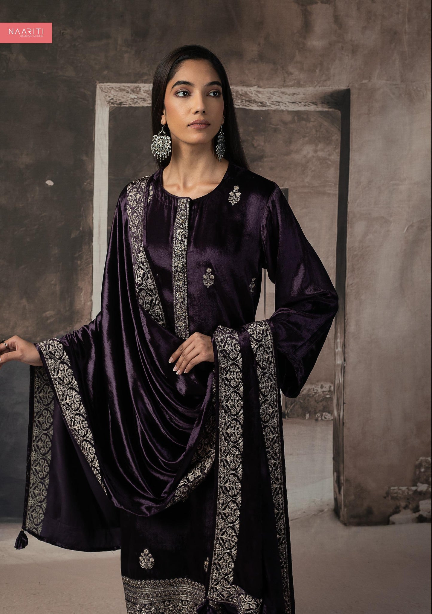 Shikara Naariti Handwork Velvet Suits