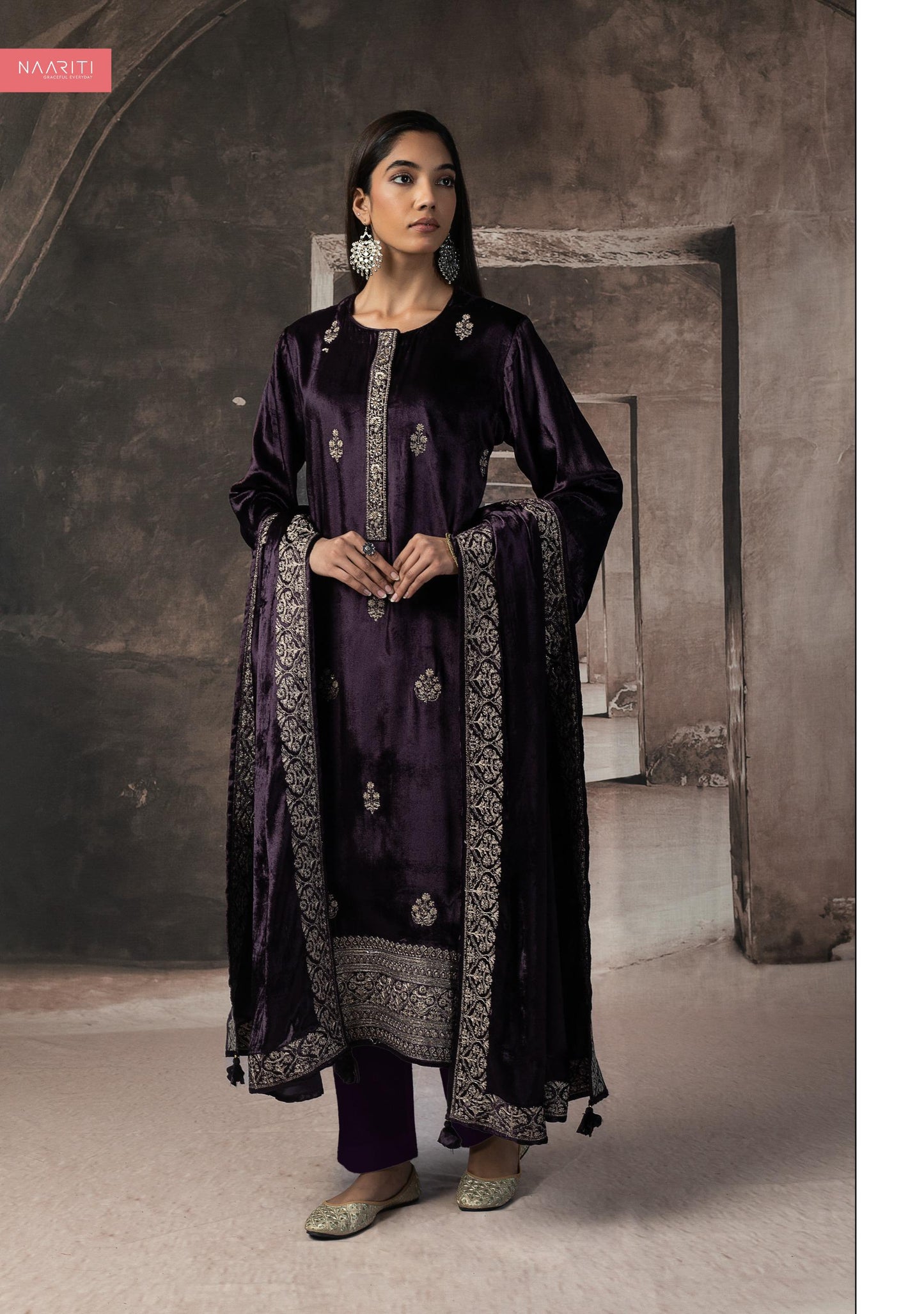 Shikara Naariti Handwork Velvet Suits