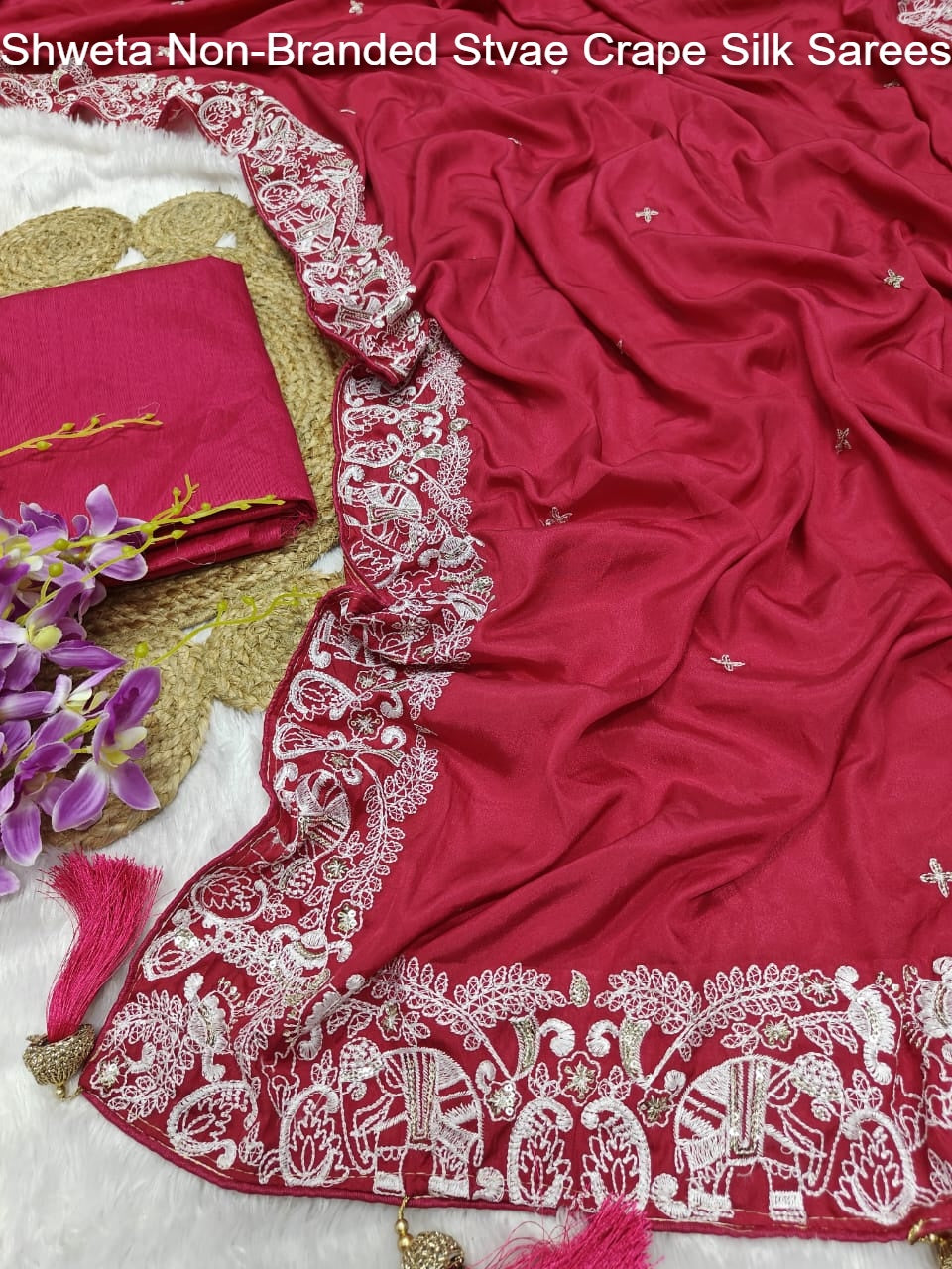 Shweta Non-Branded Stvae Crape Silk Sarees