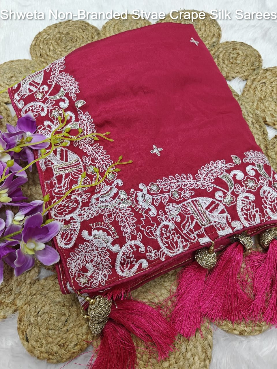 Shweta Non-Branded Stvae Crape Silk Sarees