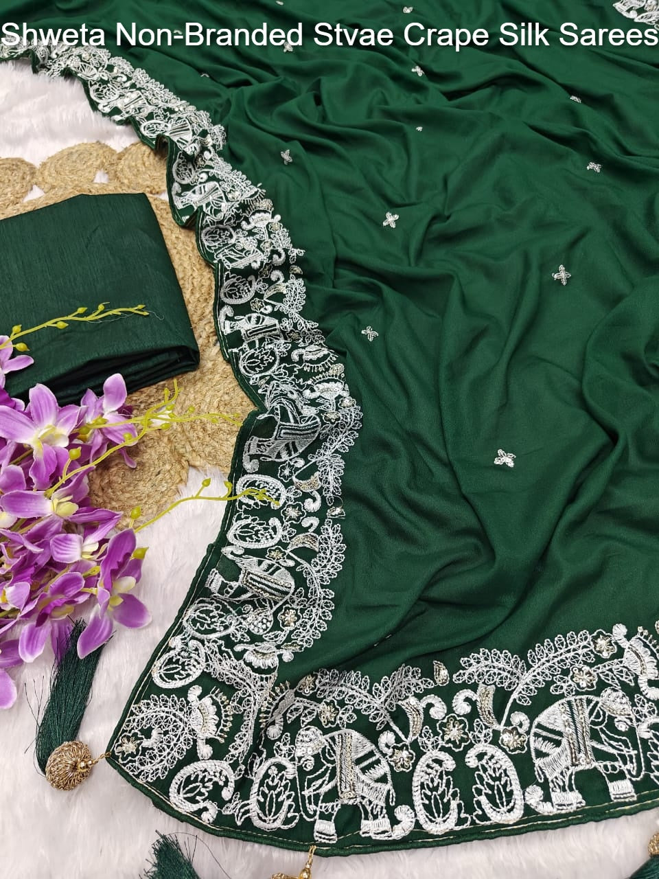 Shweta Non-Branded Stvae Crape Silk Sarees