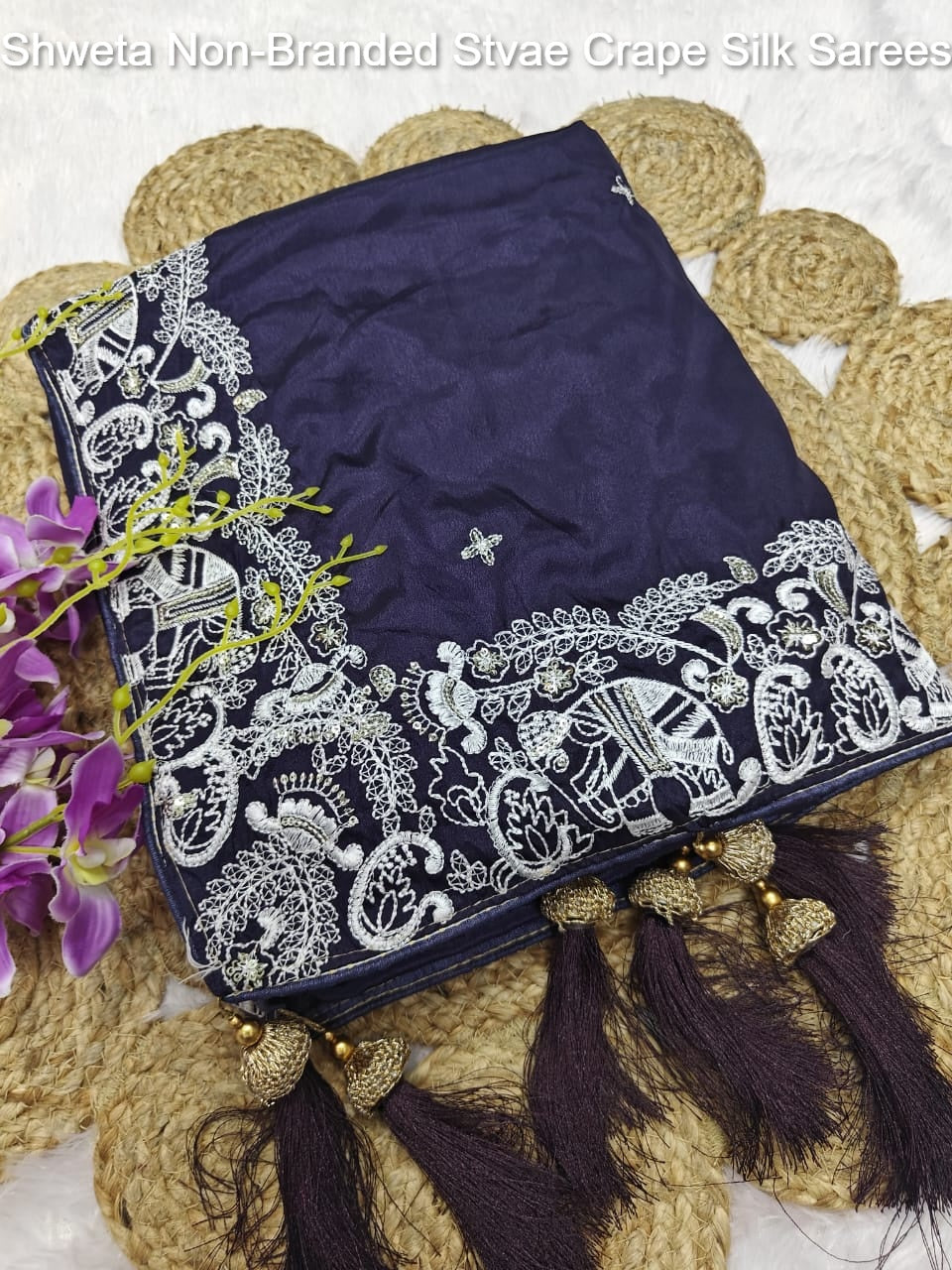 Shweta Non-Branded Stvae Crape Silk Sarees