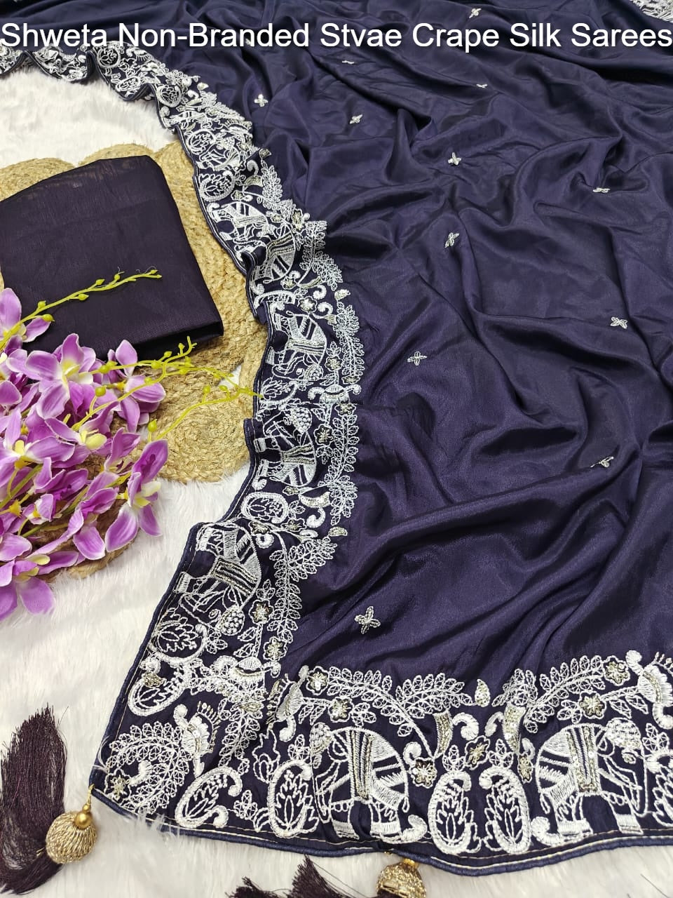 Shweta Non-Branded Stvae Crape Silk Sarees