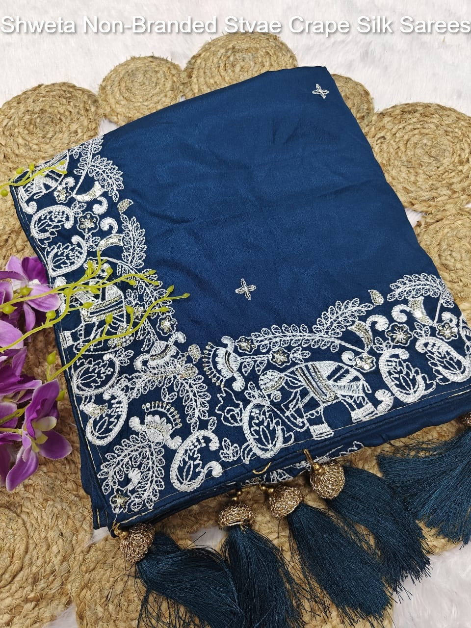 Shweta Non-Branded Stvae Crape Silk Sarees