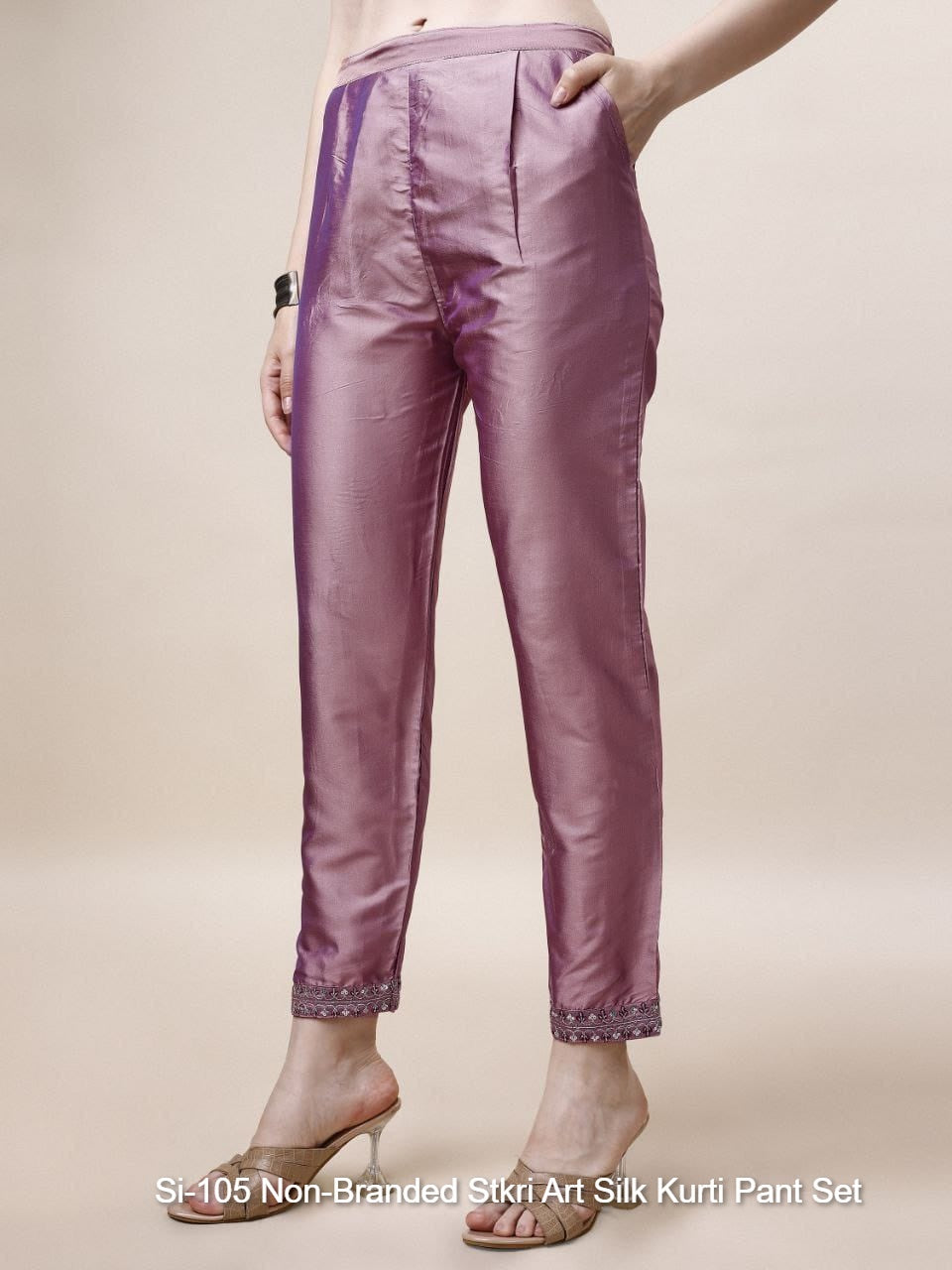 Si-105 Non-Branded Stkri Art Silk Kurti Pant Set