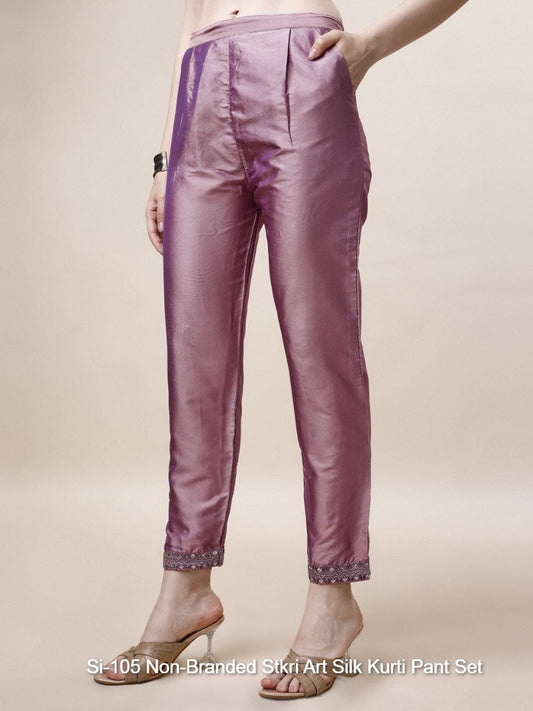 Si-105 Non-Branded Stkri Art Silk Kurti Pant Set