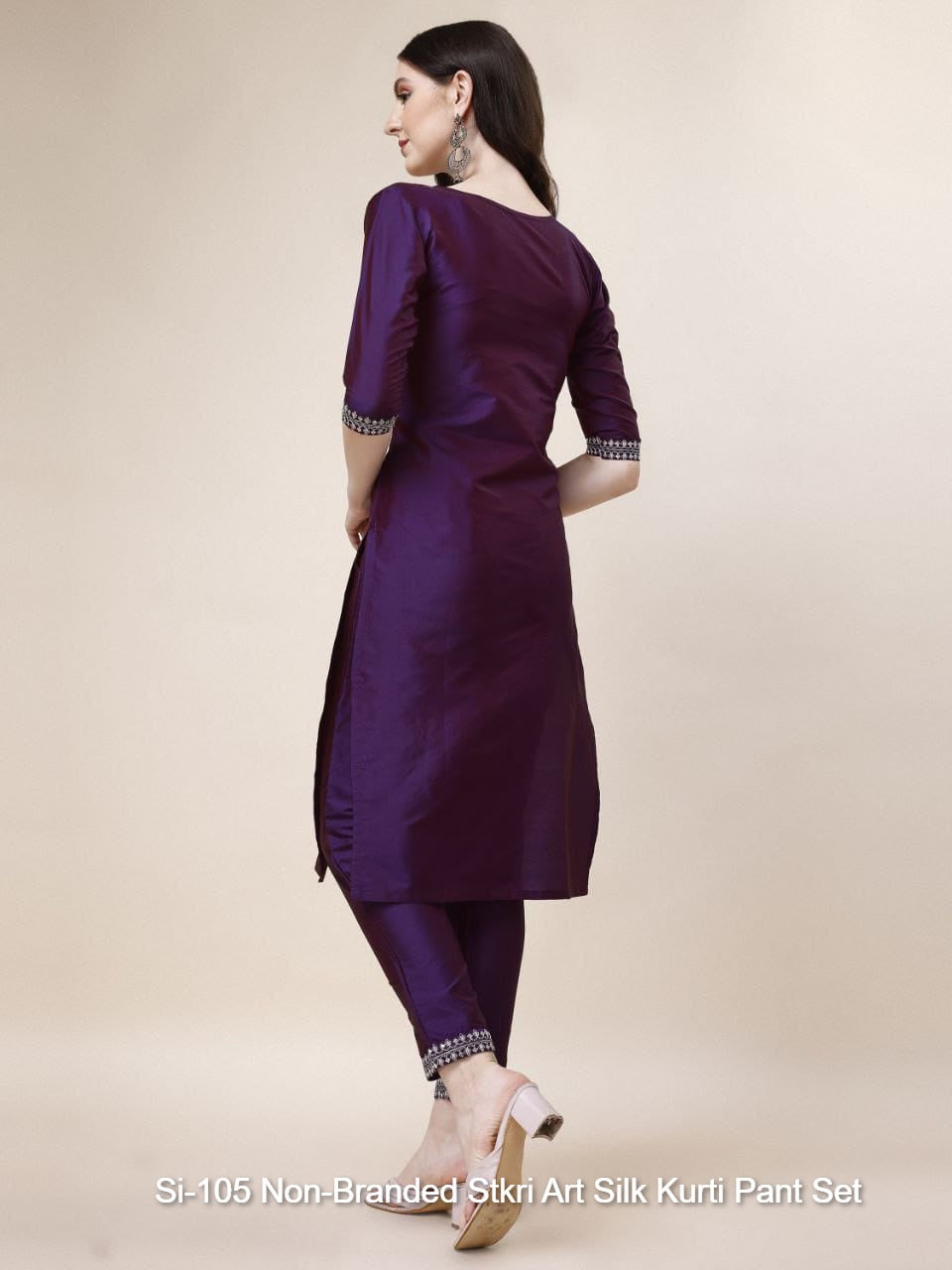 Si-105 Non-Branded Stkri Art Silk Kurti Pant Set