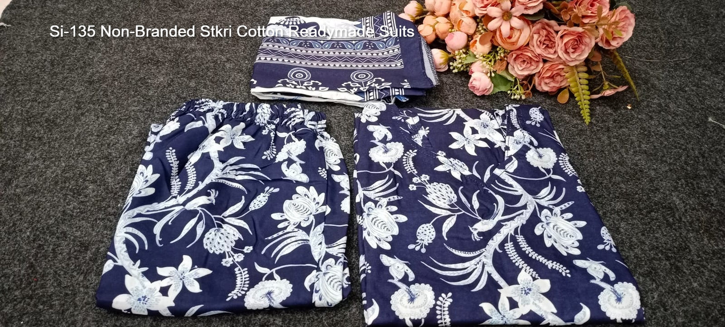 Si-135 Non-Branded Stkri Cotton Readymade Suits