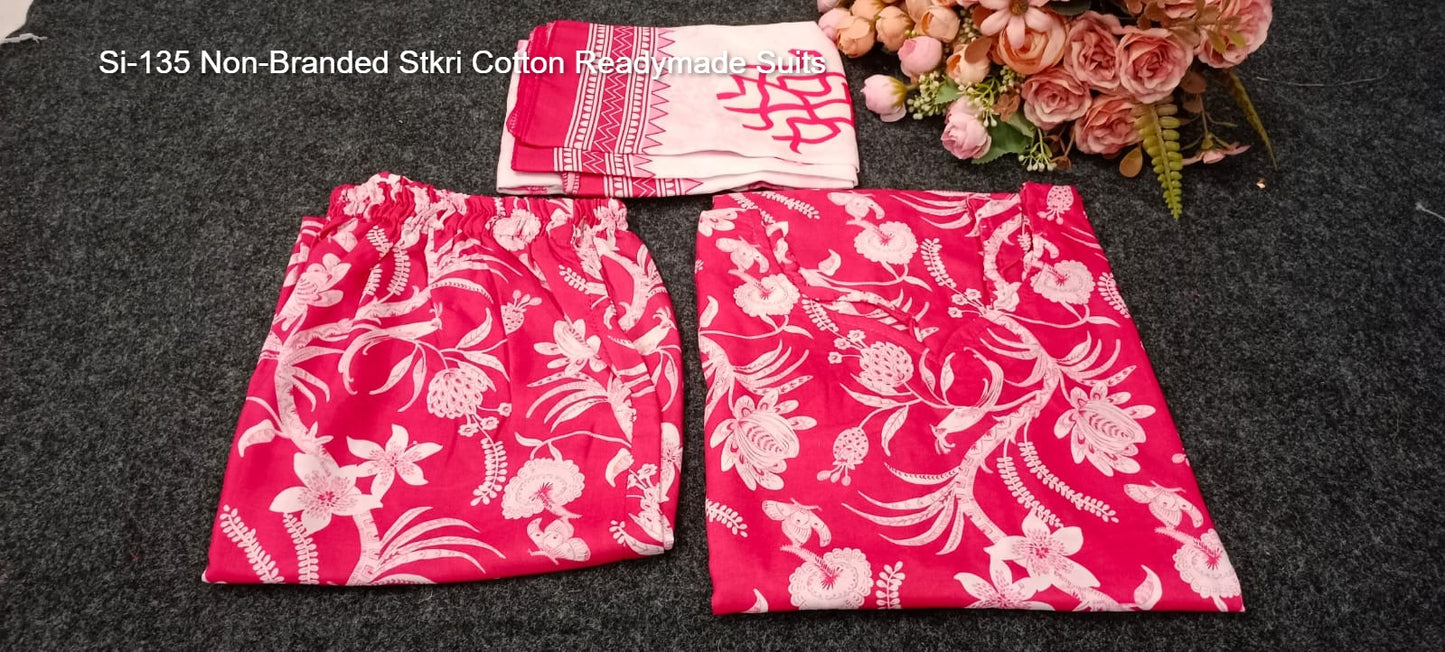 Si-135 Non-Branded Stkri Cotton Readymade Suits