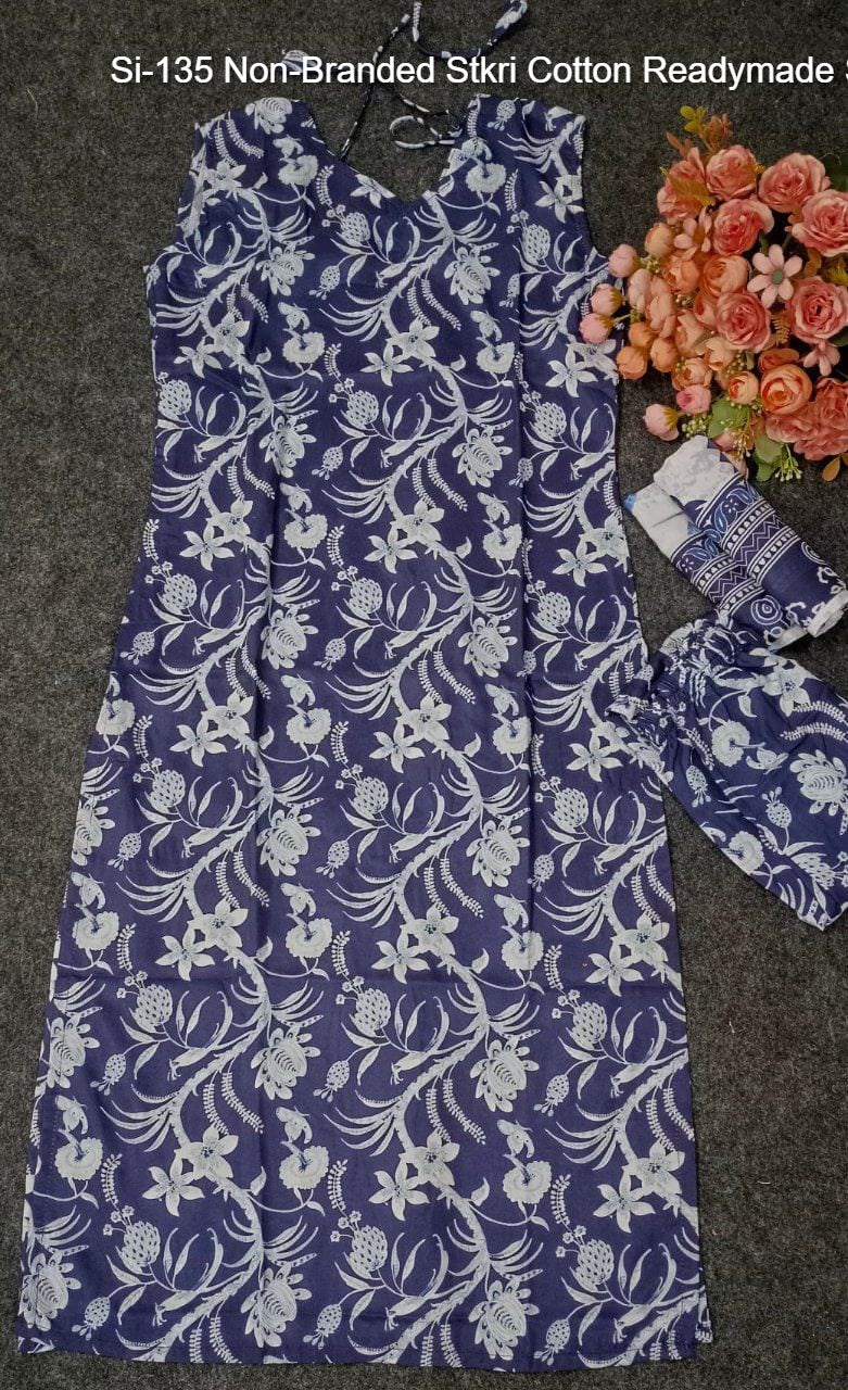 Si-135 Non-Branded Stkri Cotton Readymade Suits