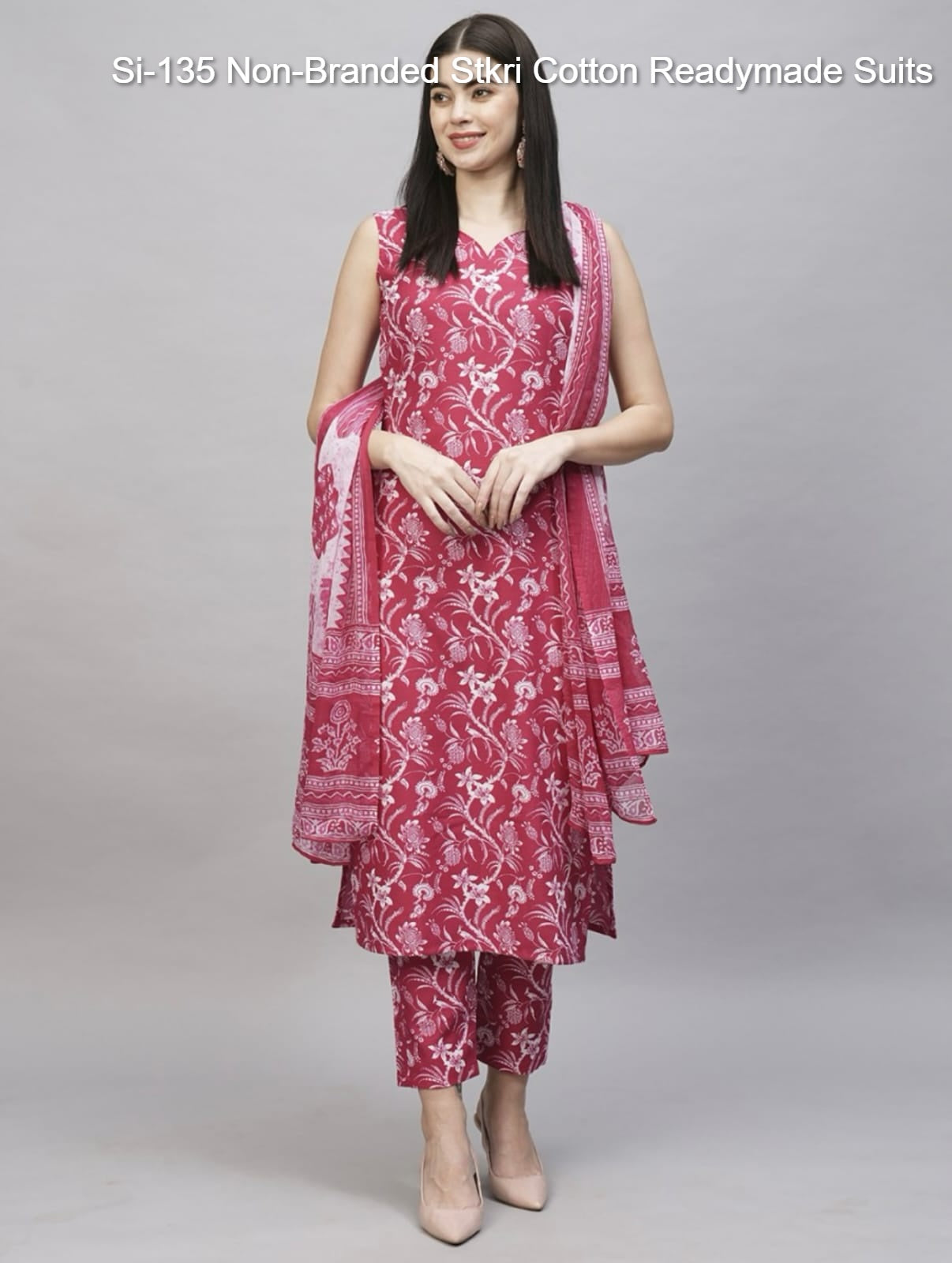 Si-135 Non-Branded Stkri Cotton Readymade Suits