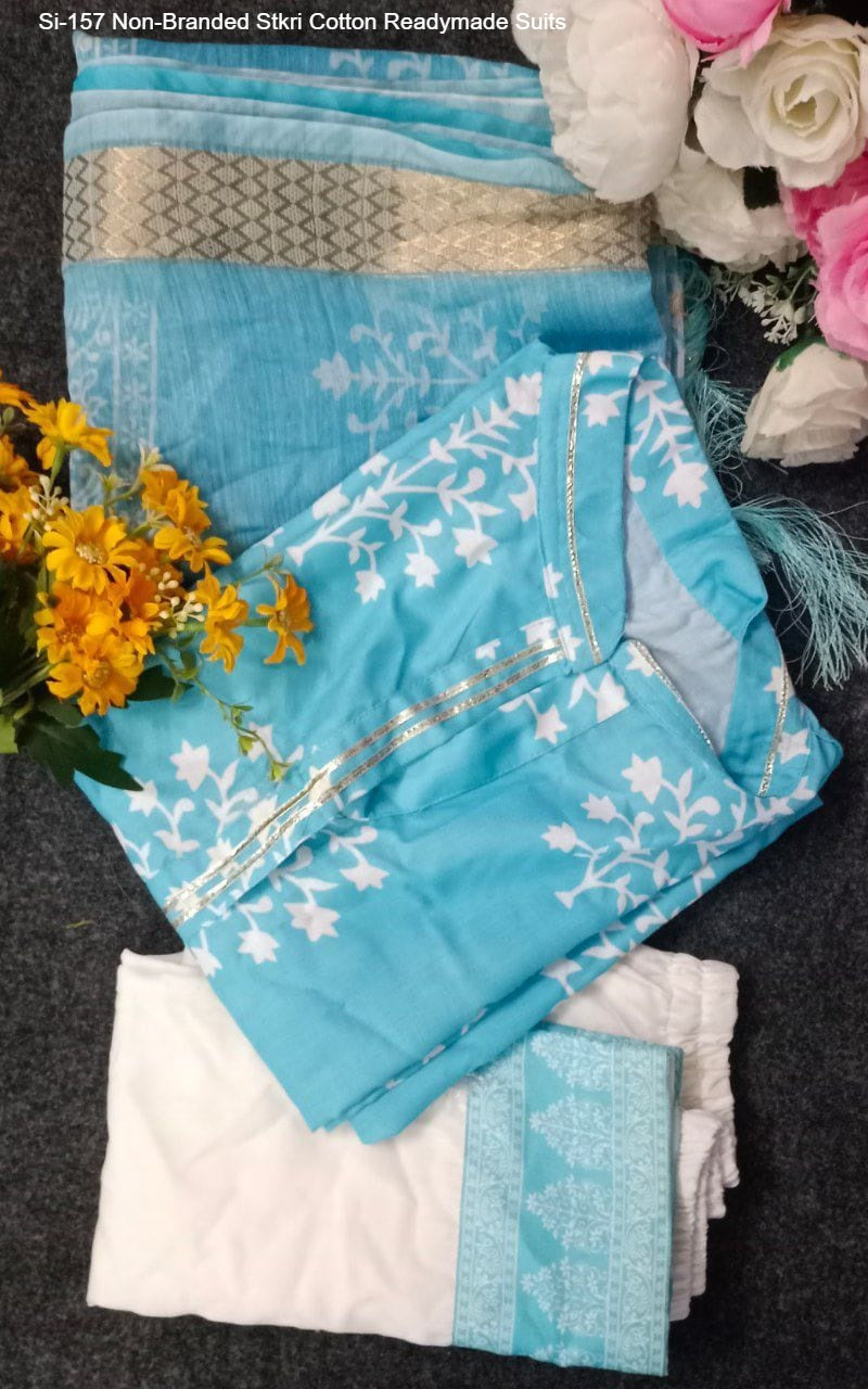 Si-157 Non-Branded Stkri Cotton Readymade Suits