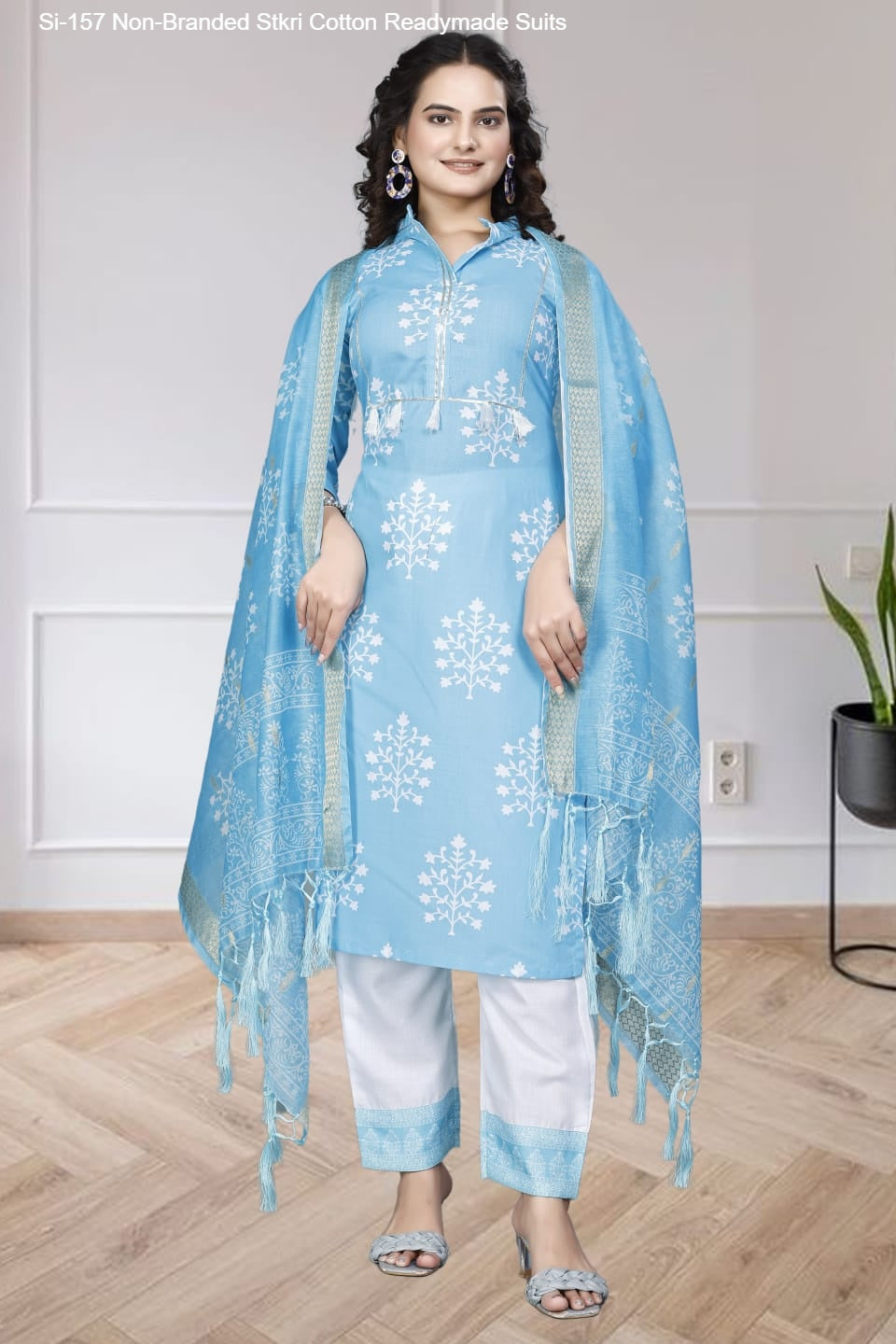 Si-157 Non-Branded Stkri Cotton Readymade Suits